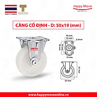 Bánh xe đẩy nylon tải nhẹ càng cố định - 50-65-75mm - Happy Move Thái Lan