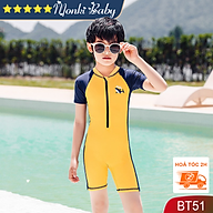 Đồ bơi liền thân bé trai, có size lớn đến 43kg (4-15 tuổi), dáng cộc tay liền quần short có khoá kéo trước, bộ bơi trẻ em chất lượng cao, chất bơi lạnh thân thiện với da, mềm mát mịn đẹp | BT51