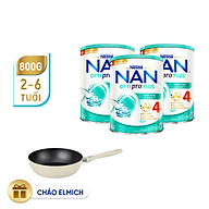Bộ 3 lon Sữa bột NAN OPTIPRO PLUS 4 Nestle Bé 2-6 tuổi 800g/lon Giúp tiêu hóa tốt