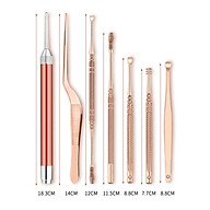 Bộ Dụng Cụ Lấy Ráy Tai cho Bé Có Đèn LED bằng thép không gỉ màu vàng hồng chất lượng cao tặng kèm hộp nhôm nguyên khối DRU - Hàng Chính Hãng