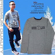 ÁO PHÔNG DÀI TAY BÉ TRAI CATRIO hình GOODLUCK, màu XÁM là áo thun cotton dài tay trẻ em từ 9 tuổi= 30kg - 34kg 16 tuổi = 50kg - 55kg thuộc BST quần áo trẻ em mùa thu đông CATRIO kết hợp với quần bò thành bộ đồ thu đông bé trai đẹp
