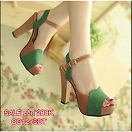 Giày sandan gót vuông phối màu phong cách Hàn Quốc thumbnail