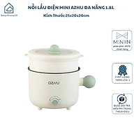 Nồi Lẩu Điện Mini Azhu 1.8L Đa Năng – 2 Nấc Nhiệt, Kèm Giá Hấp, Công Suất 600W - HÀNG CHÍNH HÃNG MINIIN