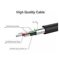 Cáp chuyển USB sang Micro Unitek (3 sợi) dài 0,3m (Y-C 4008BK)  HÀNG CHÍNH HÃNG