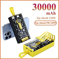 Sạc Dự Phòng trong suốt 30000mAh - sạc siêu nhanh, tích hợp 4 cáp, 2 cổng usb, sạc cùng lúc nhiều điện thoại - Hàng chính hãng