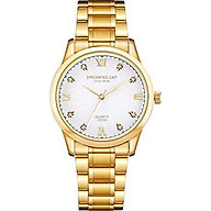 IP Gold Plating Steel Roman Numeral Dial with Rhinestones Mens Wrist thumbnail