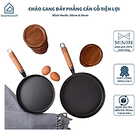 Chảo Gang Đáy Phẳng Cán Gỗ Chống Dính 21cm, 26cm – Chảo Nấu Ăn Chất Lượng Cao, Tiện Dụng - HÀNG CHÍNH HÃNG MINIIN