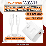 Bộ cóc củ dây sạc nhanh 200W USB A QC 3.0 kèm dây Type C PPS chống cháy hiệu WIWU GAN ESSEN Fast Charger cho iPhone 6 15 14 13 12 11 ProMax cho iPad Pro Air 10.2 9.7 10.5 11 12.9 13 inch S24 S25 cho Macbook cho Laptop Find Flip Fold - Hàng nhập khẩu