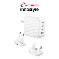 Cốc sạc Innostyle GaN SuperCube with Switch Convertible Plug UK+EU 1USB 3Type-C 100W IC100GWHT - Hàng chính hãng