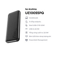 Sạc dự phòng Energizer 10,000mAh 3.7V Li-Polymer UE10055PQBK, Sạc nhanh 22.5W, bảo hành 24 tháng 1 đổi 1 - Hàng chính hãng