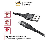 Dây Sạc nhanh DU02 – Hàng Chính Hãng dây dù chống đứt chống rối cáp Sạc Nhanh 3A Dài 2M bảo hành 12 Tháng