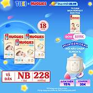 Combo 3 gói Tã/bỉm dán sơ sinh Huggies Skin Perfect NB 70+6 miếng với 2 vùng thấm giảm kích ứng da