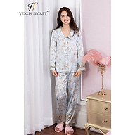 Bộ đồ ngủ Pyjama vải lụa cao cấp VENUSSECRET phối họa tiết hoa vàng thumbnail