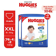 Combo 2 gói Tã quần Huggies Skincare Mega Jumbo M106/L96+8/XL84+4/XXL76+4 với tràm trà dịu da