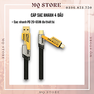 Cáp sạc nhanh đa năng 4in1 C to L, C to C, Usb -C, Usb -L tối đa 65W( hàng chính hãng)