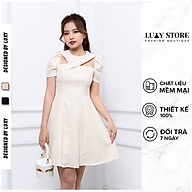 Váy xòe LUXY V30308, thiết kế xoắn cổ siêu hot, dáng tay bồng trẻ trung thumbnail