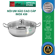 Nồi lẩu 3 đáy inox 430 Fivestar sử dụng bếp từ nắp kính tặng 2 vá canh ( 24cm / 26cm / 28cm )