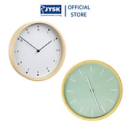 Đồng hồ treo tường kim trôi JYSK Herman nhựa màu gỗ mặt màu trắng xanh DK26x5cm thumbnail