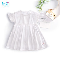 Váy bé gái_đầm trắng vân kẻ liền vai tay quấn bèo chính hãng HAKI HK516 , váy mùa hè cho bé, đầm trẻ em, váy thiết kế cho bé thumbnail