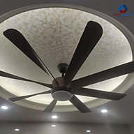 Quạt trần đèn trang trí phòng khách SuperVilighting 8 cánh vân gỗ cao cấp phong cách hiện đại Hàng nhập khẩu