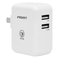 Adapter Sạc Pisen PowerPort 2 Dual USB iPad Charger 1A 2.4A - Trắng thumbnail