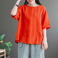 Áo đũi nữ form rộng fullsize M đến 2XL họa tiết thêu dễ mix đồ Đũi Việt thumbnail