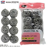 Set 08 miếng cọ xoong nồi thép Okazaki 10g - Hàng nội địa Nhật Bản nhập khẩu chính hãng