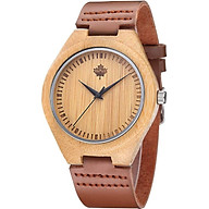 Tamlee Bamboo Wooden Mens Watch with Cow Leather Strap Quartz Analog thumbnail