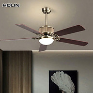 Quạt treo trần nhà SuperVilighting QT-210 cánh gỗ có đèn phòng khách gian ngủ phong cách cổ điển Hàng chính hãng