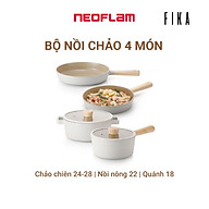 Bộ 4 món Neoflam Fika Hàn Quốc: chảo chiên cạn 24& 28cm, nồi sâu 18, nông 22cm. Hàng có sẵn giao ngay.