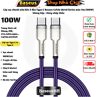 Cáp sạc nhanh siêu bền 2 đầu Type-C Baseus Cafule Metal Series màu tím (100W) không hộp - Hàng nhập khẩu