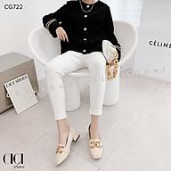 Giày cao gót nữ CiCi Shoes gót vuông 3cm, giầy lười khoá móc câu đồng thumbnail