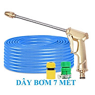 Bộ dây vòi xịt nước rửa xe, tưới cây . tăng áp 3 lần, loại 7m, 10m 206701-3 đầu đồng,cút,nối vàng +tặng móc khoá