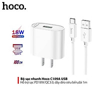 Bộ sạc nhanh 18W Hoco C12Q/C109 TypeC/MicroUsb hỗ trợ QC3.0 sạc nhanh 0-50% Pin Trong 30p dây sạc dài 1m - Hàng chính hãng