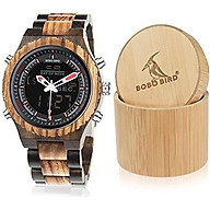 BOBO BIRD Wooden Watches Dual Display Quartz Watch for Men LED Digital thumbnail