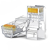 đầu bấm mạng Cat6 RJ45 trong suốt chân mạ vàng 24K Ugreen 120DL60558NW bao có 100 chiếc hàng chính hãng