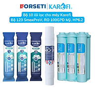 Bộ 10 lõi lọc nước Karofi gồm bộ lõi lọc thô 123 SmaxPro V, màng RO 100 Mỹ và bộ hiệu suất HP6.2 dành cho máy lọc nước Karofi - Hàng chính hãng