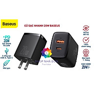 Cốc sạc nhanh siêu nhỏ gọn chân tròn Baseus Compact Quick Charger 20W (USB + Type C Dual Port, 20W PD/QC 3.0 Multi Quick Charge Support) dùng cho Samsung / Xiaomi/ Huawei/ OPPO / iPhone/iPad......Hàng chính hãng
