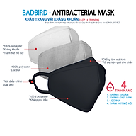 Khẩu Trang Vải Y Tế Kháng Khuẩn Cao Cấp BADBIRD 3 Lớp 4 Tính Năng, Antibacterial Mask, Thương hiệu Việt thumbnail
