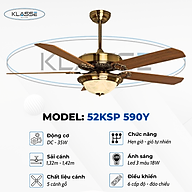 Quạt trần chùm đèn Klasse 52KSP 590Y hàng chính hãng