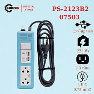 Ổ cắm điện đa năng SUNTECH nhập khẩu Thái Lan, công tắc, 2 cổng USB 3x0.75sq.mm, dây 3m,10Amp 2200W