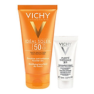Bộ Đôi Kem Chống Nắng Không Gây Nhờn Rít Vichy Ideal Soleil Dry Touch+ Sữa Rửa Mặt Tẩy Trang Purete Thermale 3in1 thumbnail