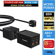 Bộ sạc nhanh GaN Pro 65W Choetech PD8054 kèm dây AC nối dài 1.5m - Hàng chính hãng