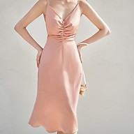 Đầm mini 2 dây nhún ngực lụa hồng nude 1VA6016 ADORE DRESS thumbnail