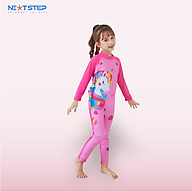 Đồ bơi trẻ em, đồ bơi bé gái liền thân dài tay quần dài full body chống nắng bao gồm nón bơi họa tiết kỳ lân cho bé đến 30kg