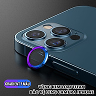 Tặng hộp đựng lens cao cấp - Vòng kim loại titan bảo vệ lens camera dành cho điện thoại iphone 11 iphone 12 - Xanh Gradient thumbnail