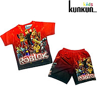 Quần áo trẻ em KUNKUN TP803 in 3d hình roblox đỏ chất thun lạnh thumbnail
