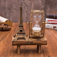 Mô hình tháp Eiffel kèm đồng hồ cát có kệ gỗ trang trí thumbnail
