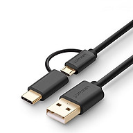 Dây Micro-USB đa năng 2 trong 1 kèm đầu chuyển USB Type C UGREEN US142 - Hàng Chính Hãng