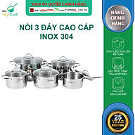 Bộ nồi chảo chống dính cao cấp Fivestar 6 món nắp kính , 3 đáy dùng được bếp từ , hồng ngoại , gas